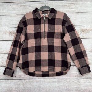 Madewell Waffle Half-Zip Popover Shirt Shacket Women's Size Small Warm Sandstone